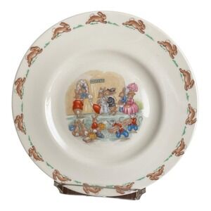 Royal Dulton Bunnykins Ticket Scene 8" Plate 1932 English Fine Bone China